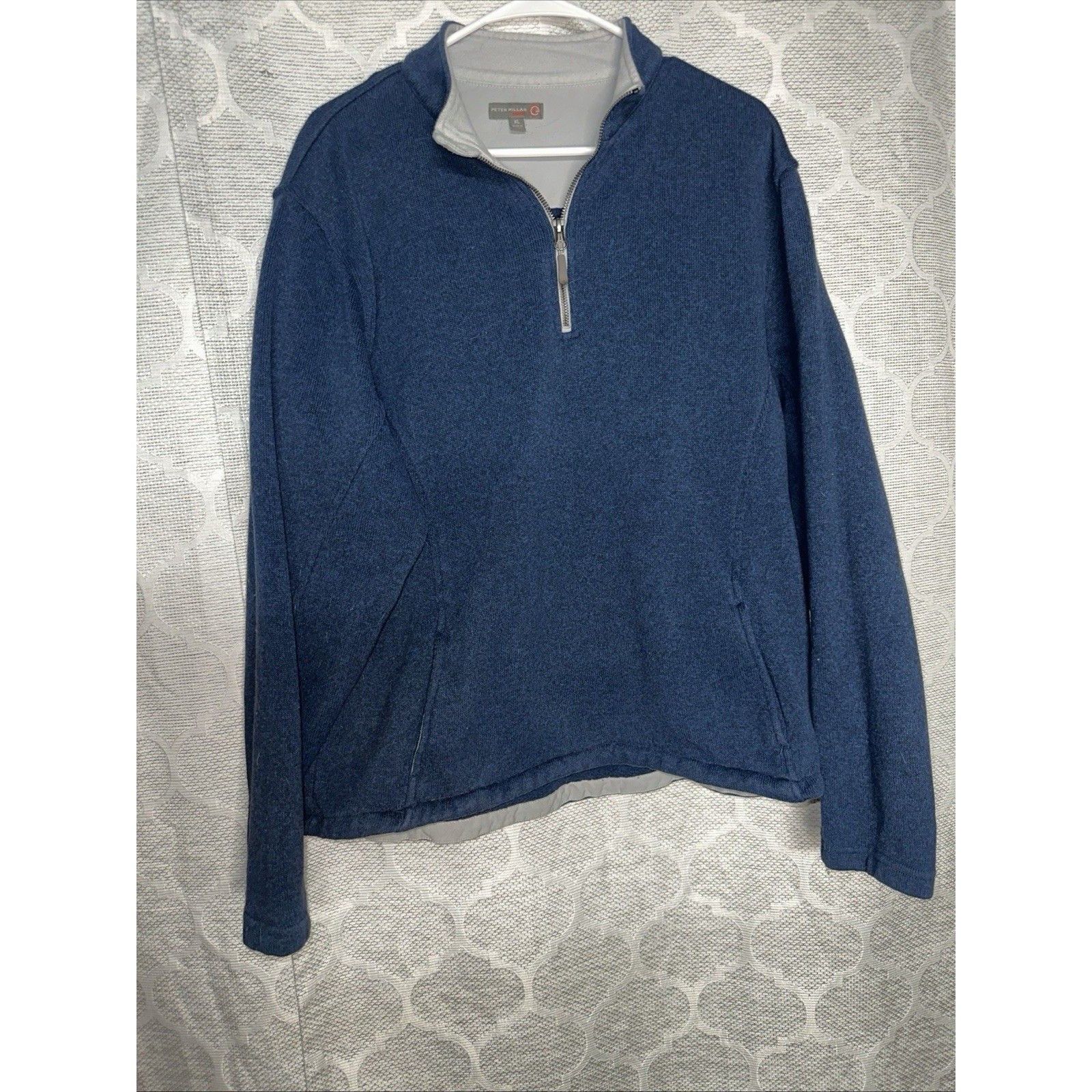 Peter Millar Men's E4 Warmth Performance Quarter-Zip Fleece Pullover - Blue Xl